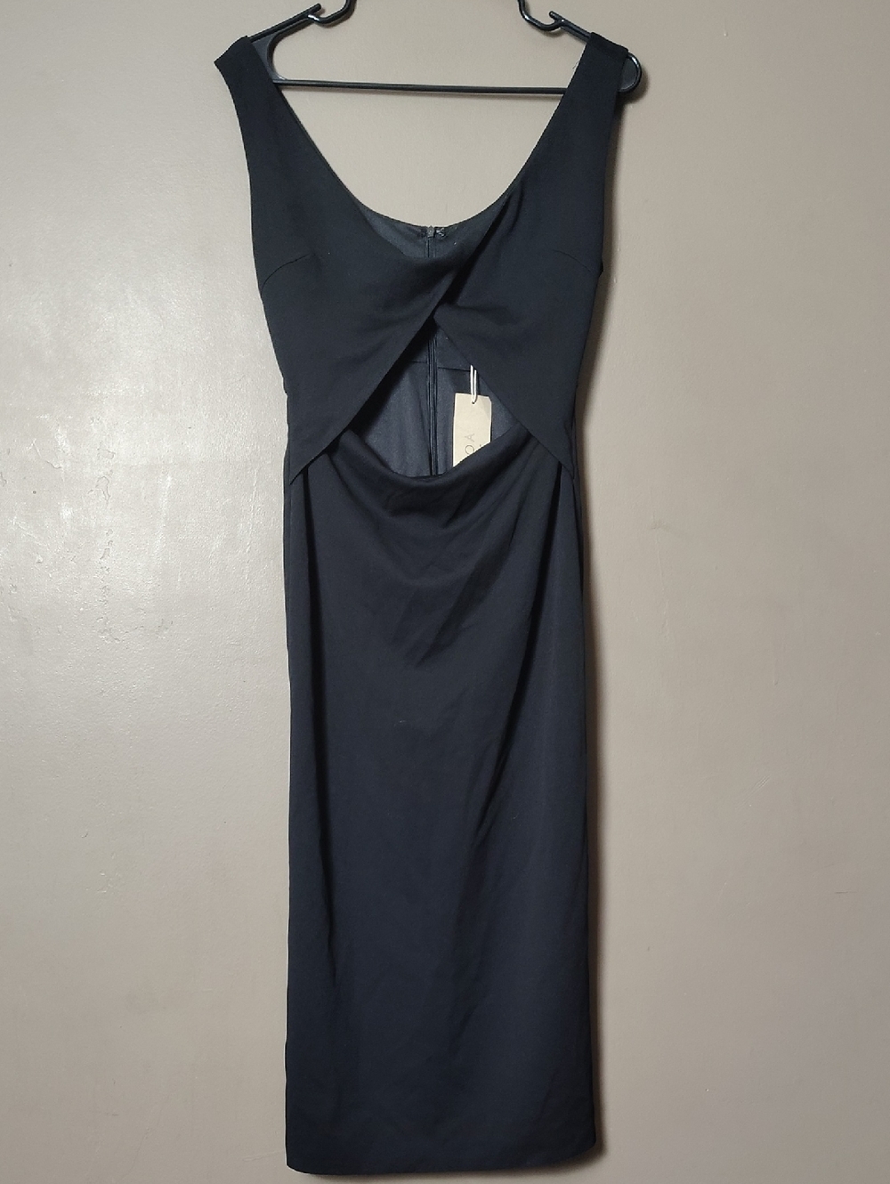Acoa Black Dress W Front Cut Out W Back Slit Size M NWT